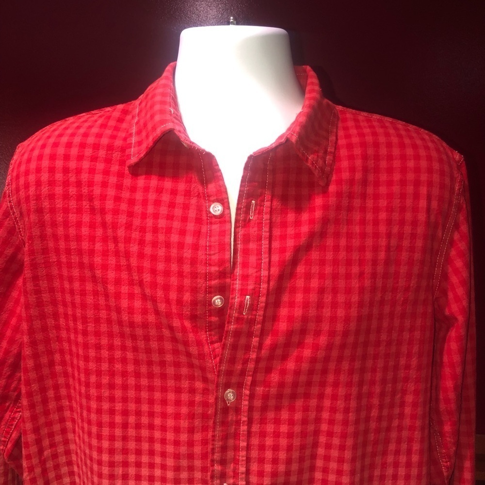 Denim House Red Plaid button down Shirt Medium - Picture 4 of 6
